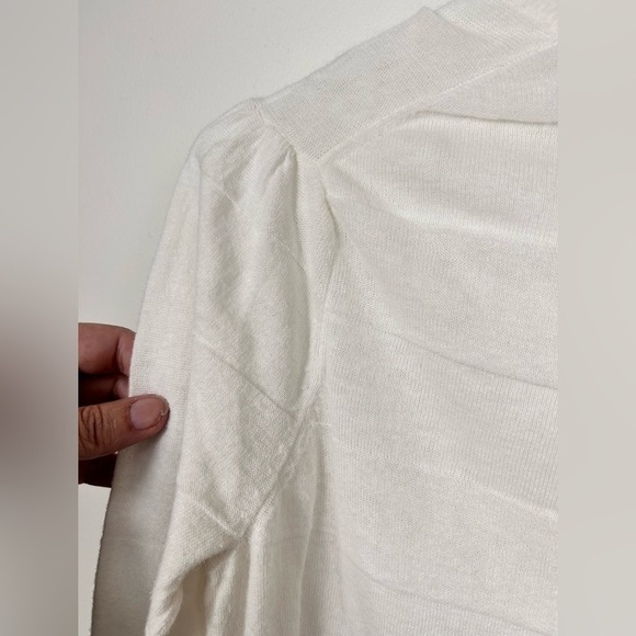 Icône linen-cotton white vneck summer, Msheer, long sleeves Coastal Clean Chic - Picture 8 of 9